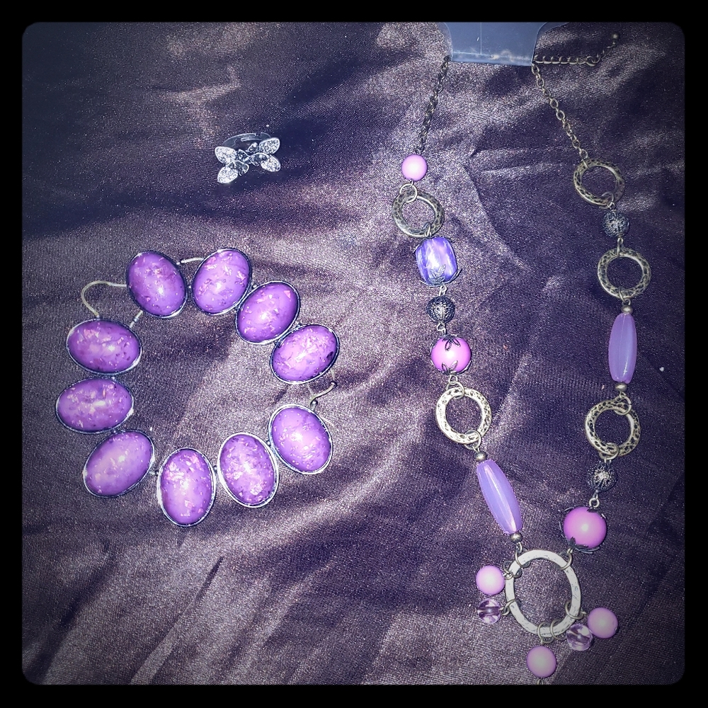 Fashion Jewelry Set; ring, necklace, bracelet